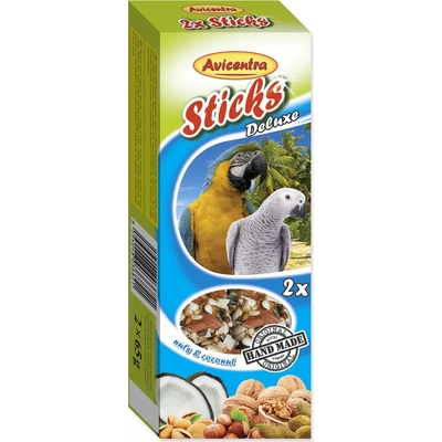 Avicentra Sticks Deluxe veľcí papagájové tyčinky s orechy a kokosom 110 g