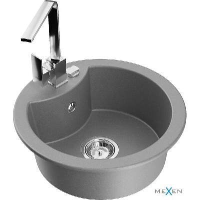 Diego гранитна мивка с една камера и кухненски смесител Rita, сив - 6512-71-670300-00 (6512-71-670300-00)