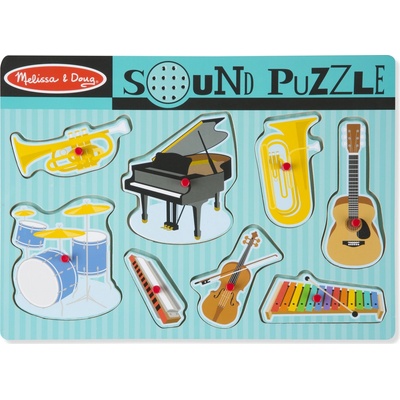 Melissa & Doug puzzle s úchytkami a zvukom hudobné nástroje