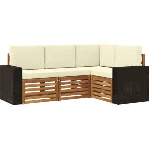 vidaXL Комплект дивани за открито 4 бр. Полиестер (3384301)