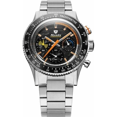 Nivada Grenchen Chronoking Meca Racing Carbon - Inter. Bezel - Bracelet Flat Link