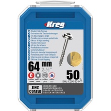 Kreg Zinc Maxi-Loc Šrouby pro skryté spoje - 64 mm, hrubý závit, 50 ks