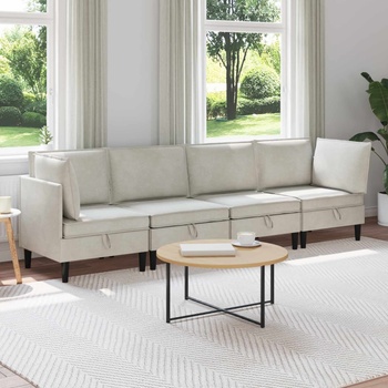 vidaXL Комплект мебели за всекидневна 4 pcs Кремаво Кадифе (3413764)