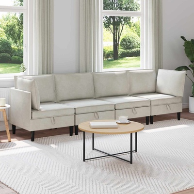 vidaXL Комплект мебели за всекидневна 4 pcs Кремаво Кадифе (3413764)
