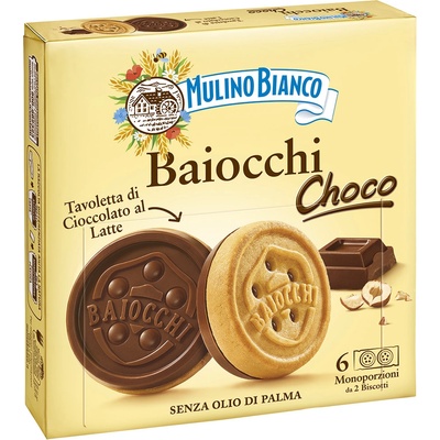 Mulino Bianco Baiocchi Choco sušienky s čokoládou 144 g
