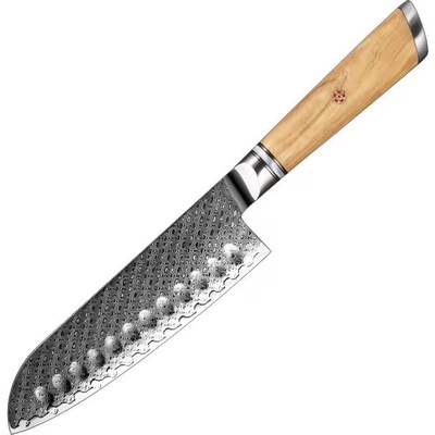 Santoku nůž z damaškové oceli SaKuRo Olive 17,8 cm