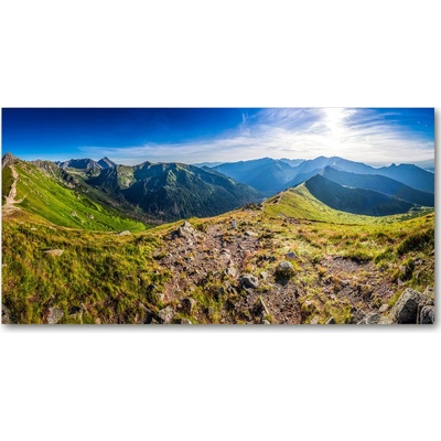 Foto obraz sklo tvrzené horská panorama 100x50 cm