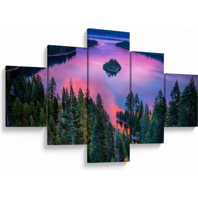 Obraz - Jezero Tahoe, Sierra Nevada, Kalifornie, USA, pětidílný 125x70 cm – Hledejceny.cz