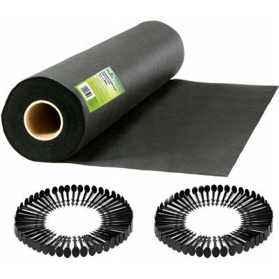 Plonos Agrotkanina černá 1 m x 75 m 150 g/m2 + 50 kolíků