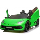Beneo Elektrické autíčko Lamborghini Aventador 24V Dvojmiestne 24 GHz DO Mäkké PU Sedadlá LCD Displej odpruženie vertikálne otváravé dvere mäkké Eva kolesá 2 X 45W motor lakované zelené