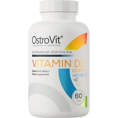 OstroVit Vitamin D3 2000 IU + K2 MK-7 + C + Zinc, 60 Capsules