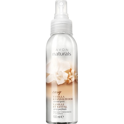 Avon Naturals tělový sprej s vanilkou a santalovým dřevem 100 ml