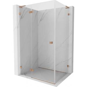Mexen Lunar L лява отваряема душ кабина 85 x 80 см, прозрачно, четкана мед - 834L-085-080-65-00-L (834L-085-080-65-00-L)