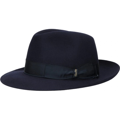 Borsalino luxusní modrý klobouk Fedora se střední krempou modrý