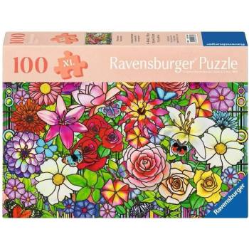 Ravensburger Пъзел Ravensburger от 100 XL части - Цветята на Тифани (7012001364)