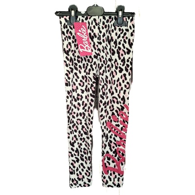 Dívčí legíny Barbie leopardí vzor smetanové