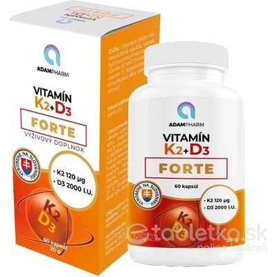 ADAMpharm Vitamín K2+D3 FORTE 60 kapsúl