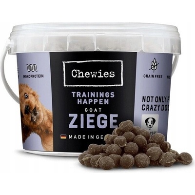 Chewies Trainings Happen Koza – Pamlsky pro psy s kozím masem v kyblíku 300 g
