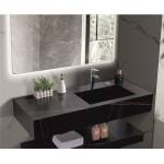 Inter Ceramic Мивка за баня PIETRA / ICL 12049/120B RIGHT, стенен монтаж, кварц, черен, 120x50x18см (12049/120B RIGHT)