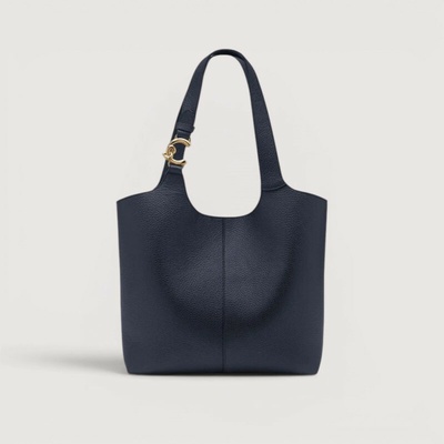 Coccinelle C-EASY LARGE kožená kabelka Midnight blue