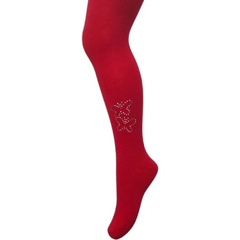 detské pančuchy dievča červené s aplikáciou motýľ