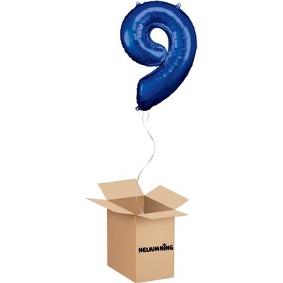 HeliumKing Balónový box Narodeninové číslo 9 modré 86 cm