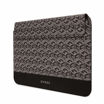 GUESS PU G Cube Leather Laptop Sleeve 16 - дизайнерски кожен калъф за MacBook и преносими компютри до 16 инча (черен)