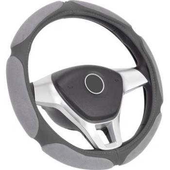 Калъф за волан от еко кожа 38см - Race - сив цвят