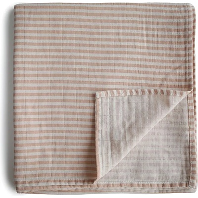 Mushie Muslin Swaddle Blanket Organic Cotton пелена за повиване Natural Stripe 120cm x 120cm