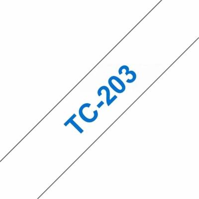 Páska do štítkovače Brother TC-203 12mm modrý tisk/bílý podklad