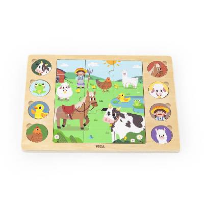 Логически пъзел ферма с животни от VIGA Toys