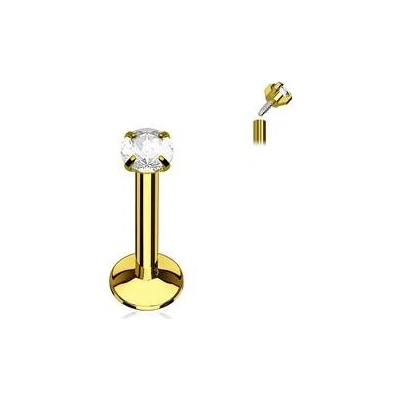 Šperky4U piercing do brady zlacený čirý kamínek LB01081GD-1206