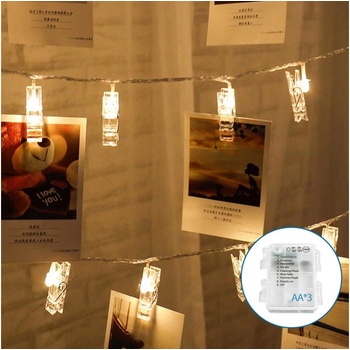 Aigostar B.V. Aigostar LED Dekoračná reťaz so štipcami 20xLED/3xAA 3,3m teplá biela AI1282