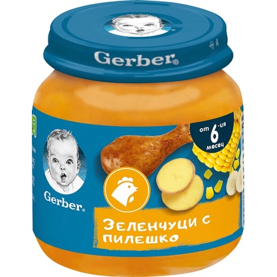 Gerber - Пюре зеленчуци с пилешко 6 месец 125 гр