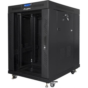 Lanberg Рак шкаф свободностоящ Lanberg 15U 800x1000 със стъклена врата и LCD дисплей черен (FF01-8015-12BL)
