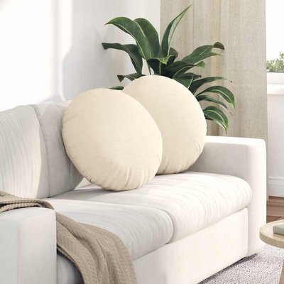 vidaXL Възглавници за седалки 2 pcs Крем Ø50 x 19 см Кордюрова тъкан (42014188)