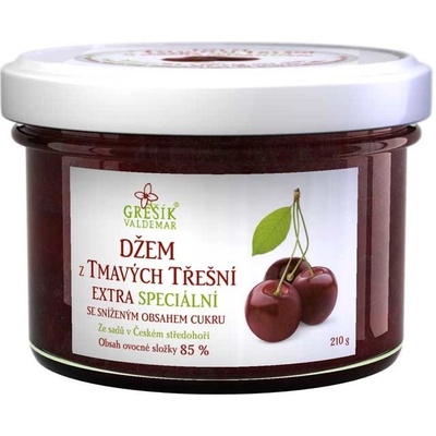 Grešík Džem z tmavých třešní 85% ovocné složky 210 g