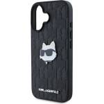 CG Mobile iPhone 16 KARL LAGERFELD MONOGRAM CHOUPETTE HEAD PIN силиконов протектор за телефон, устойчив на удар, MagSafe, BLACK KLHCP16SPGKLCHPK (KLHCP16SPGKLCHPK)