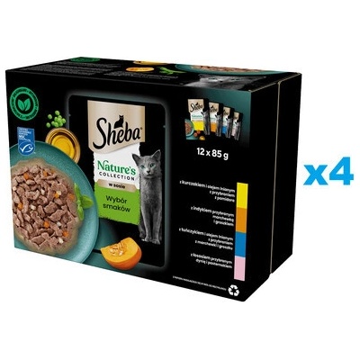 Sheba Nature’s Collection v omáčce kousky s kuře krůta tuňák losos 48 x 85 g