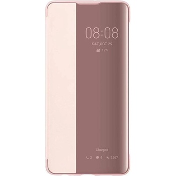 Huawei Smart View Flip Cover - оригинален кожен калъф за Huawei P30 (розов)