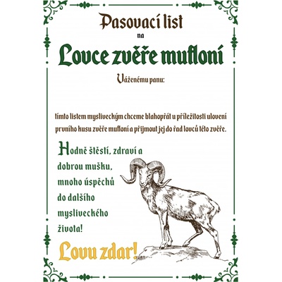Pasovací list na lovce zvěře mufloní – Zboží Mobilmania