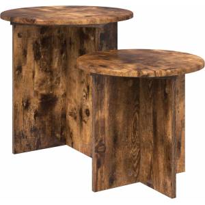 vidaXL Комплект помощни маси 2 pcs Пушена Дъб (8001015)