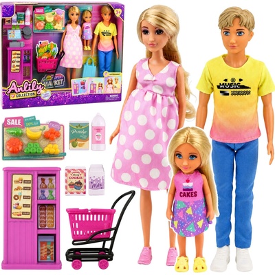 Anlily rodina v supermarketu sada 3 panenek s příslušenstvím