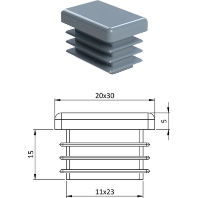 Krytka plastová 20 x 30 mm
