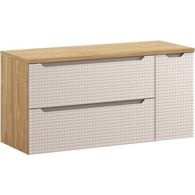 Comad Závěsná skříňka pod umyvadlo Luxor Beige s deskou 120 cm béžová/dub olejovaný