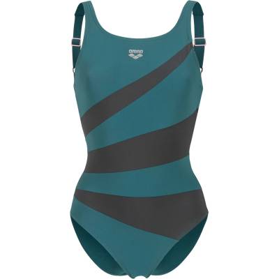 arena Дамски бански костюм Arena Women's Swimsuit Isabella Wing Back Swimsuit - Mangrove / Night Grey - размер 46 (EU) (150-5864-0216)