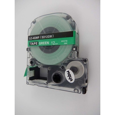 Compatible Epson LK-4GWV, SD12GW, 12mm x 9m, бял печат / зелен фон, съвместима лента (LKSD12GW)