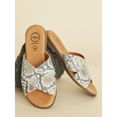 Ojju Сиви кожени чехли със змийска шарка OJJU Ojju | Siv | ЖЕНИ | 36