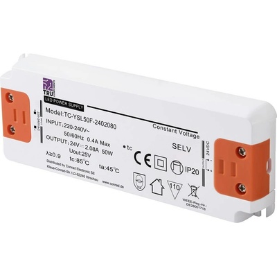 TRU COMPONENTS TC-YSL50F-2402080 napájecí zdroj pro LED konstantní napětí 50 W 2.08 A 24 V/DC schválení nábytku , přepět