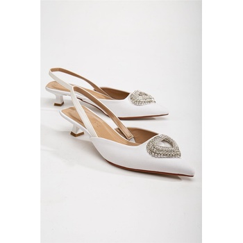Moda Trend Дамски обувки с декоративна брошка - Бели #367245 (367245_Бяло)